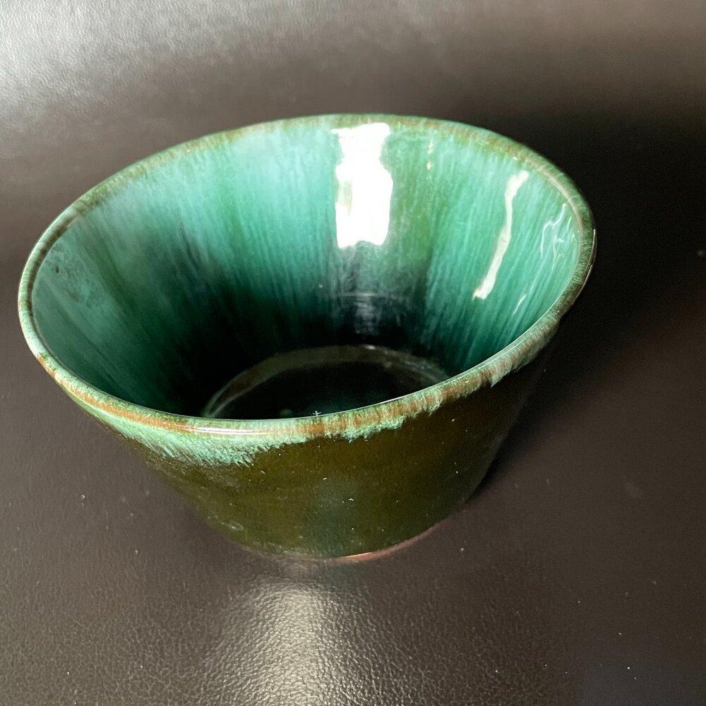 Vintage Blue Mountain Pottery BMP Blue Green Teal Glazed Small Trinket Bowl